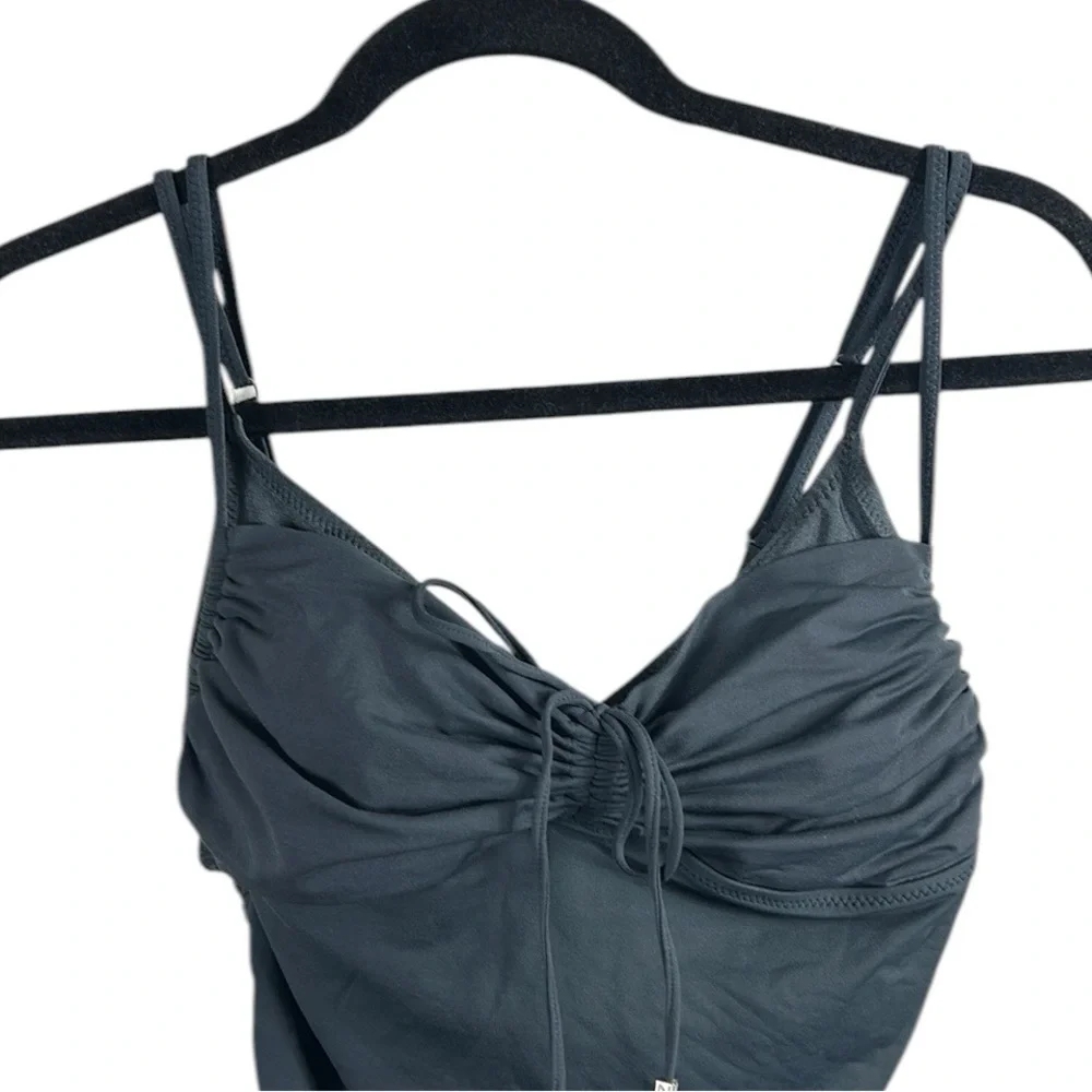 DKNY Gray Rushed One- Piece Bathing Suit Size 14 - Picture 2 of 7